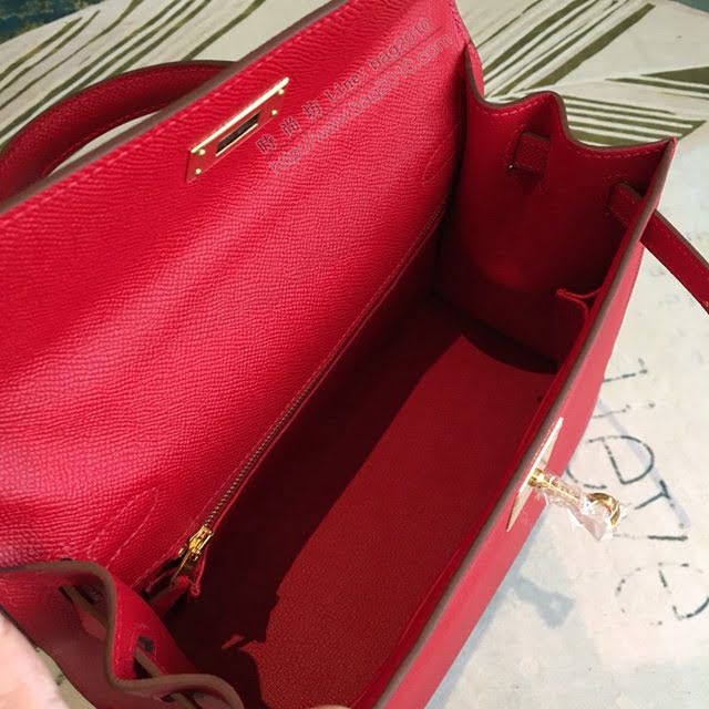 Hermes女包 愛馬仕Kelly Hermes凱莉包 Epsom皮 大紅 蜜蠟線手縫 Hermes手提肩背女包  am1721